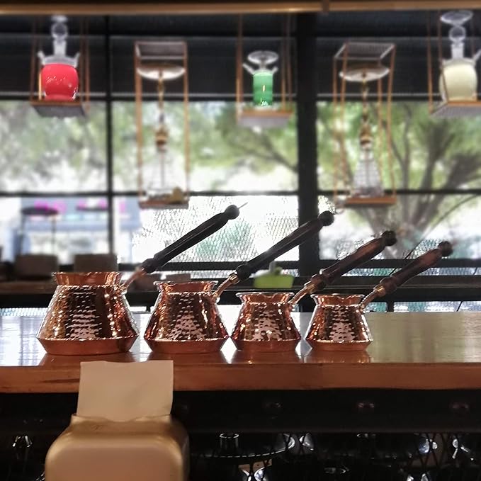 ACC Series (Small-8.5 fl oz) - Hand Hammered Turkish Greek Arabic Armenian Copper Coffee Pot/Heavy Duty Stovetop Coffee Maker Cezve Jazzve Jazva Jezve Ibrik Briki