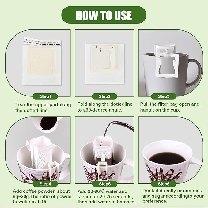 CARGEN 100Pcs Portable Coffee Filter Paper Bag - Hanging Ear Drip Coffee Bags Single Serve Disposable Pour Over Filter Bag for Camping, Backpacking, Travel, Office, Home, Outdoor and on the go