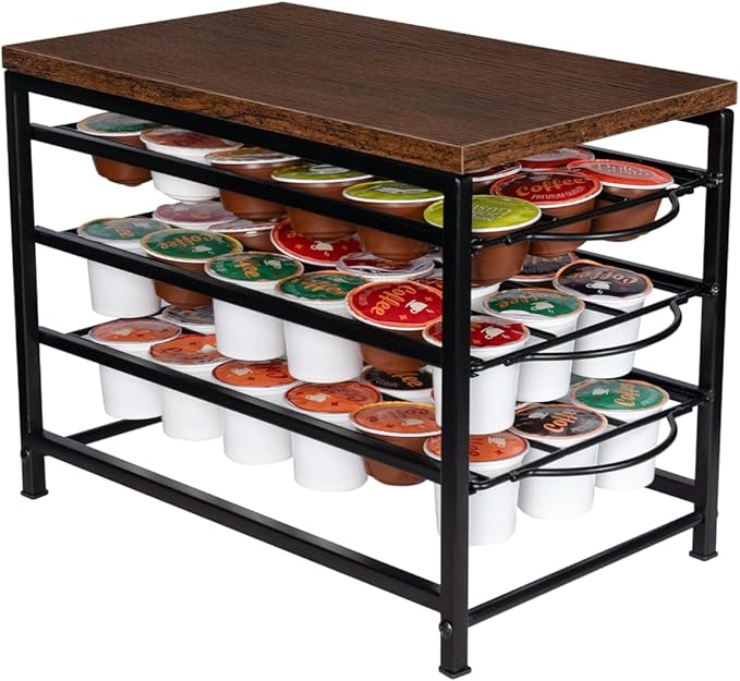 Coffee Pod Drawer Holder for K cup, 3tier Coffee Pod Drawer Organizer, No Assembly Required, K Cup Holder with 54 Capacity Capsule Pods. Suit for Home Office,Kitchen,Cafe Counter. (Black)