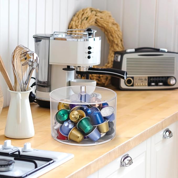 Peohud Coffee Filter Holder, Acrylic Coffee Pod Holder with Lid, Reusable Coffee Filter Storage Container, Stylish Coffee Filter Dispenser for Coffee Bar, Kitchen Countertop