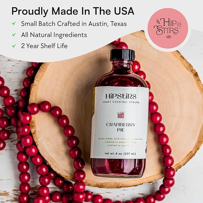 HipStirs Cranberry Syrup for Drinks - Our Cranberry Pie Syrup Uses Real Ingredients to make it the Perfect Winter Drink Mixer (8 Fl Oz)