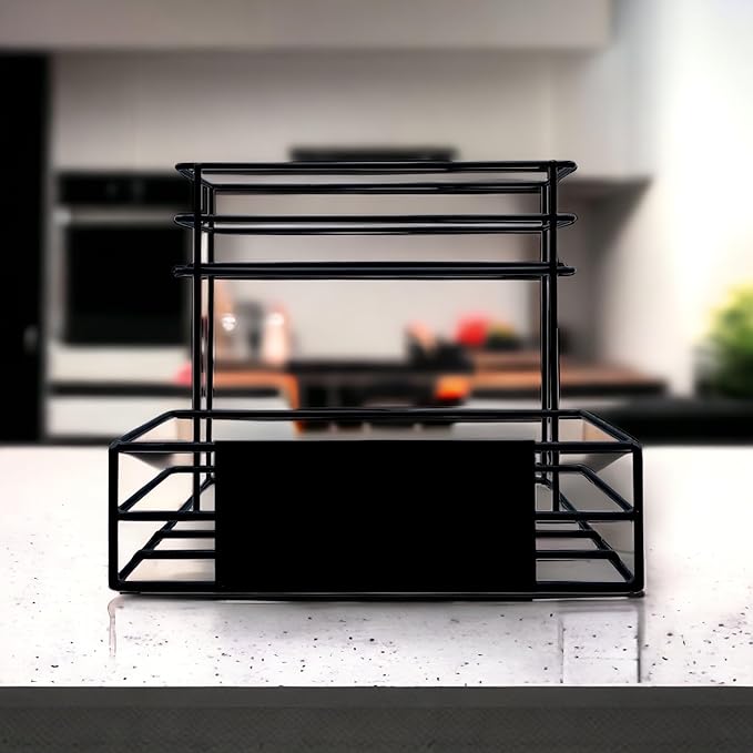 Liquor Organizer Coffee Syrup Rack - Premium Wine Bottle Rack, bar Organizer Shelf Holder Syrup Stand Display for dressings, and Cocktail Mixers - 6 Bottle Capacity (Black)