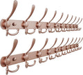 Dseap Coat Rack Wall Mount - 38” Long 10-Tri-Hooks Heavy Duty Coat Hanger Rail Wall Hooks for Hanging Coats Hats Clothing Clothes Purse Mudroom Entryway, Rose Gold, Pack of 2