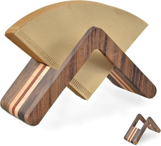Wooden Coffee Filter Holder, #1#2 V60 Cone Coffee Filters Rose Wood Walnut Maple Coffee Paper Storage Rack, Modern and Stylish Design Coffee Accessories, Natural Colors, coffee Bar Decor