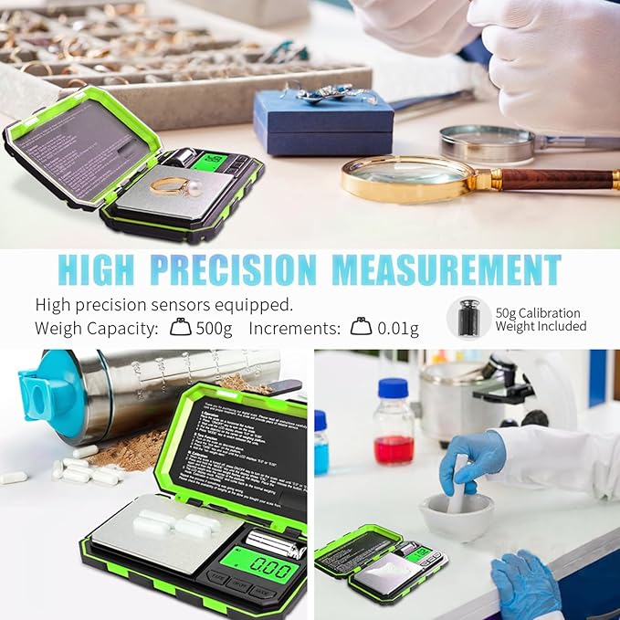 Fuzion Pocket Gram Scale, 500g x 0.01g Digital Jewelry Scale, 6 Modes Conversion Mini Scale with LCD Display, Tare for Herb, Food, Jewelry, Medicine