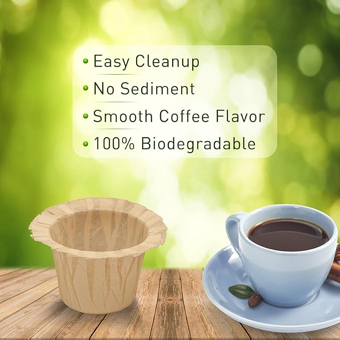 100 Count Natural Paper Filters Compatible with Keurig Single Serve 1.0 and 2.0, Fits All Brands Reusable K Cup Coffee Pods