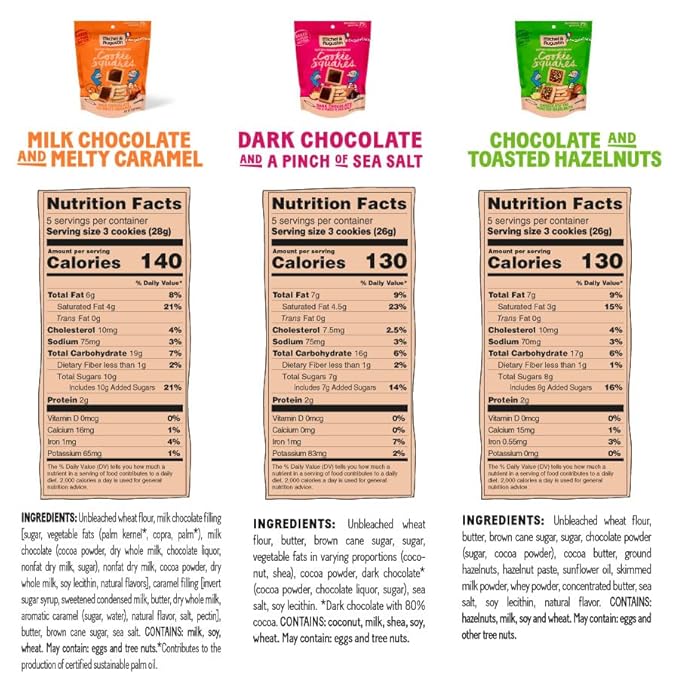 Michel et Augustin Cookies, Individually Wrapped Snacks, 3 Bag Variety Pack, Gourmet Chocolate Shortbread, 15 French Butter Cookies per bag