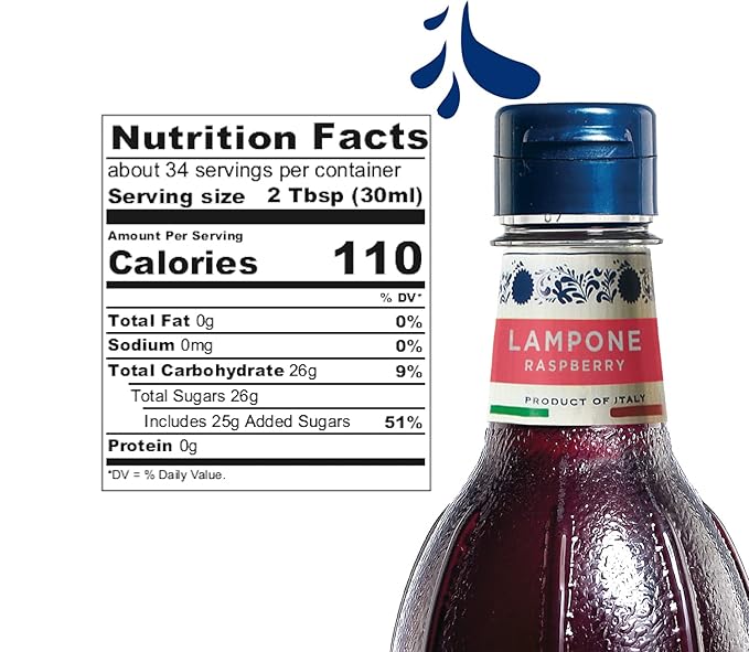 Fabbri Flavoring Syrup, Raspberry, Made in Italy, 33.8 Ounce (1 Liter)