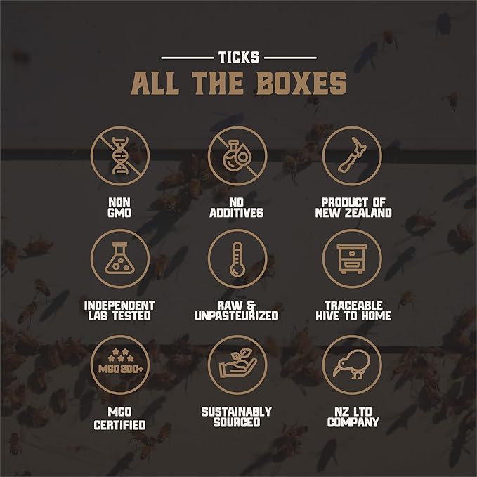 Gold Fern Honey - Raw New Zealand Manuka Honey | 8.8oz MGO 200+ | Pure, Natural, Unpasteurized, and Unfiltered Superfood Honey, Traceable from Hive to Hand.