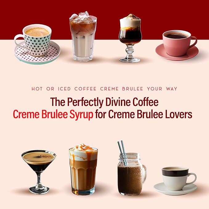 RIO Creme Brulee Flavoring Coffee Syrup for Hot or Iced Drinks and Desserts, Flavoring Sweetened with Pure Cane Sugar, Barista-Grade Flavor Syrups For Coffee Drinks at Home & Work - 700ml