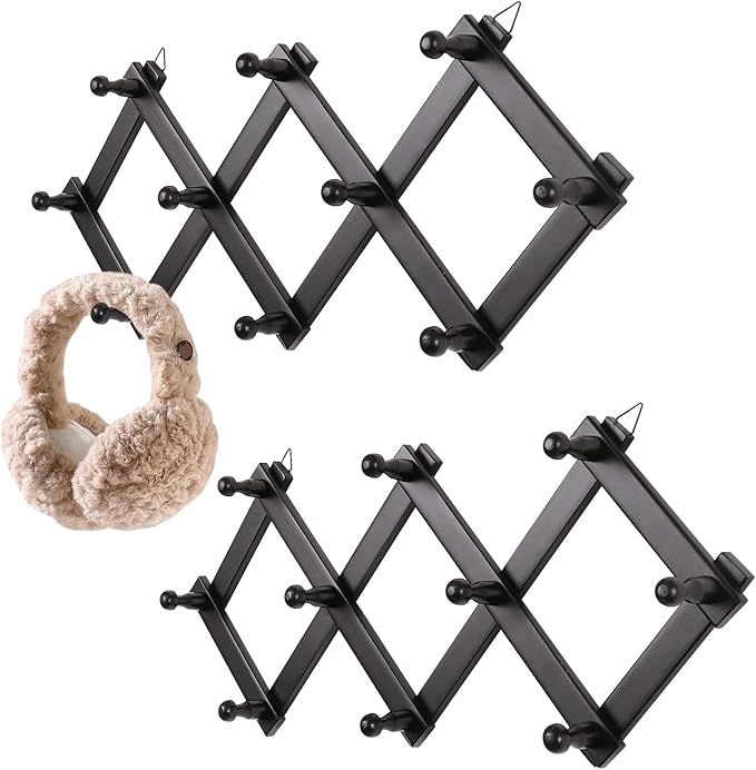 Expandable Hat Rack for Wall, Wall Hook for Coat/Mug/Baseball Cap, 2 Packs Hat Holder for Girls or Boys Room, Kids Room