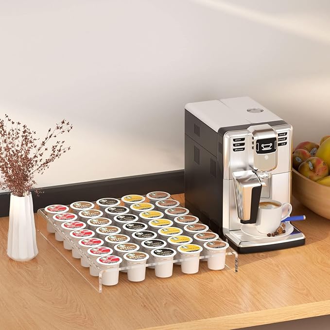 AITEE Acrylic K Cup Drawer Organizer, Clear K Cup Organizer Tray for Drawer or Countertop Storage,Hold 35 Coffee Capsules,K Cup Coffee Pod Holder for Office and Kitchen K Cup Storage (11.6x15.3Inches)