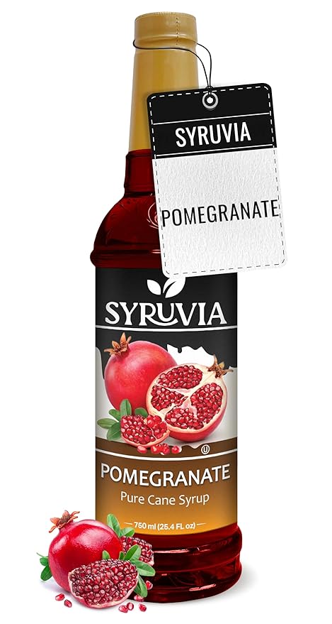 Syruvia Pomegranate Syrup, Flavored Syrup for Drinks, Cocktails, Lemonades, Iced Teas, and Desserts – 25.4 fl oz