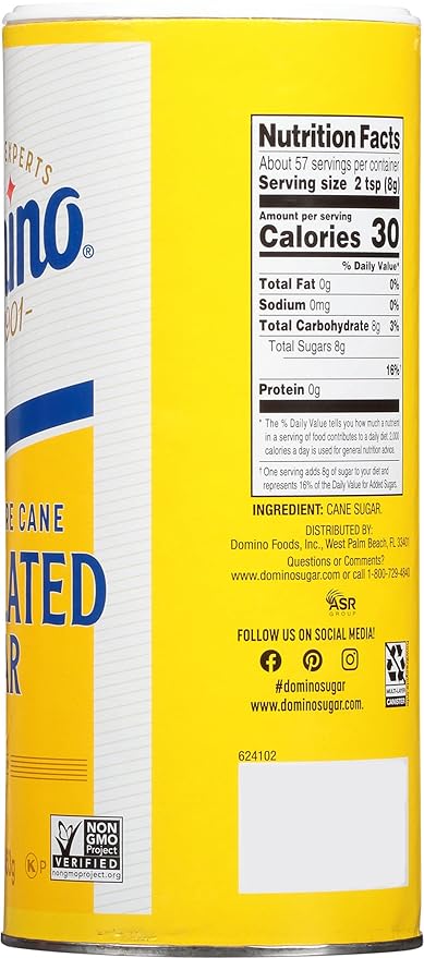Domino® Granulated Sugar, 16 oz Domino® Sugar Canisters (Pack of 3)