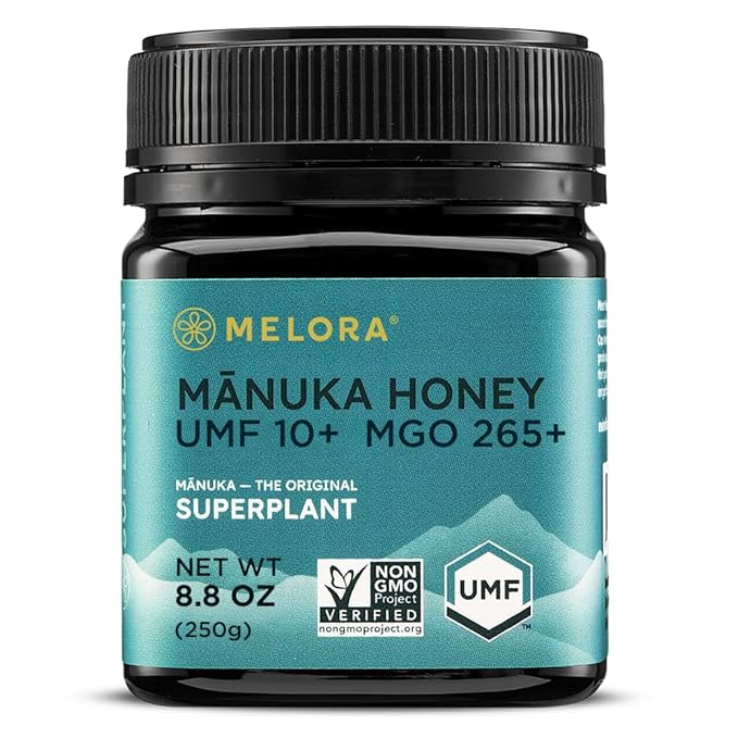 Melora Raw Manuka Honey from New Zealand | UMF 10+ | MGO 265+ | 8.8 Oz Jar | Safe for Skin Care | Edible & Healthy Sugar Alternative | Traceable from Hive to Hand Manuka Honey