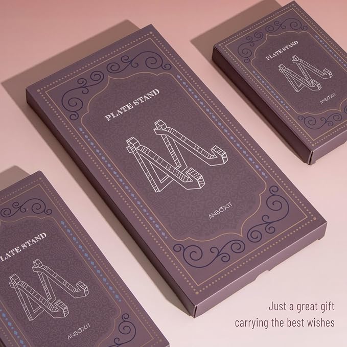 Plate Display Stand, 8 Inch Plate Holder for Displaying, Decorative Picture Frame Dish Photo Plaque Platter Wood Stand