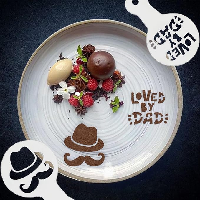 20Pcs Reusable Coffee Stencils for Latte Art - Mother's Day Stencils - Coffee Decorating Kit - Reusable Christmas Cookie Decorating Kit - Cookie Stencil for Cakes