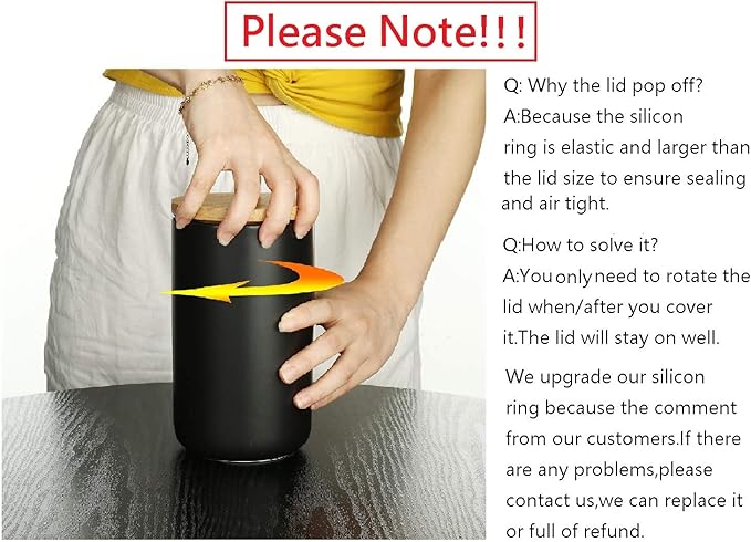 MilkyWay Ceramic Food Storage Jar Canister Modern Design Food Canisters with Airtight Seal Bamboo Lid,Loose Tea Coffee Spice Nuts Snacks Seasonings Storage Jar Canister Caddy (Black 24.63oz/700ml)