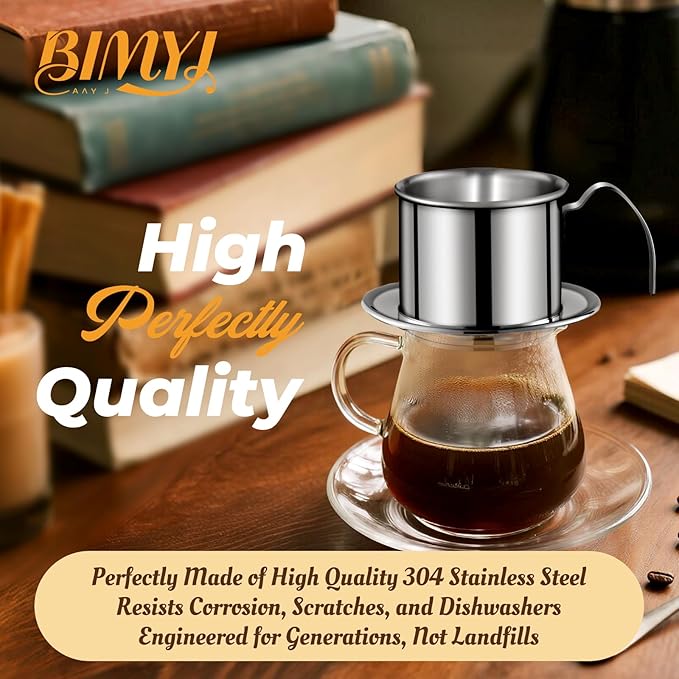 Authentic Vietnamese Coffee Dripper | Heavy-Duty 8oz Phin Filter Vietnamese Coffee Maker | Premium Stainless Steel Phin Coffee Filter for Rich Slow-Drip Brew