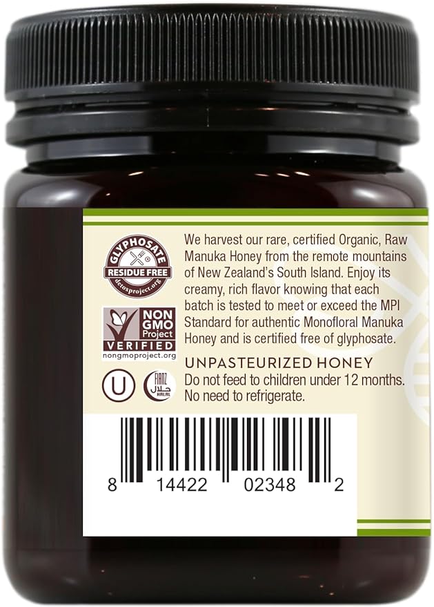 Wedderspoon Raw Organic Manuka Honey KFactor 16+, 8.8 Oz, Unpasteurized, Genuine New Zealand Honey, Multi-Functional, Non-GMO Superfood, Kfactor, Traceable from Our Hives to Your Home