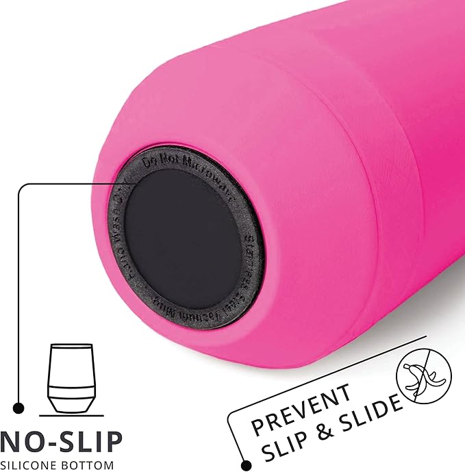 Elemental Recess Wine Tumbler - Triple Wall Insulated Stainless Steel Coffee Mug for Hot & Cold Drinks - Portable Cup with Shatterproof Sip Lid for Camping, Outdoor & Travel - 10oz - Hot Pink