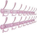 Dseap Coat Rack Wall Mount - 38” Long 10-Tri-Hooks Heavy Duty Coat Hanger Rail Wall Hooks for Hanging Coats Hats Clothing Clothes Purse Mudroom Entryway, Pink, Pack of 2