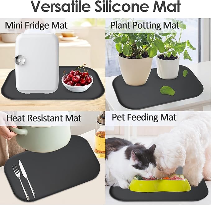 TOHONFOO Silicone Coffee Maker Mat with Lip, 17.4'' x 10.6'' Heavy Duty Coffee Maker Mat for Countertops, Coffee Tray Fit Under Coffee Machine Appliance Automatic Machines Espresso Accessory, Black