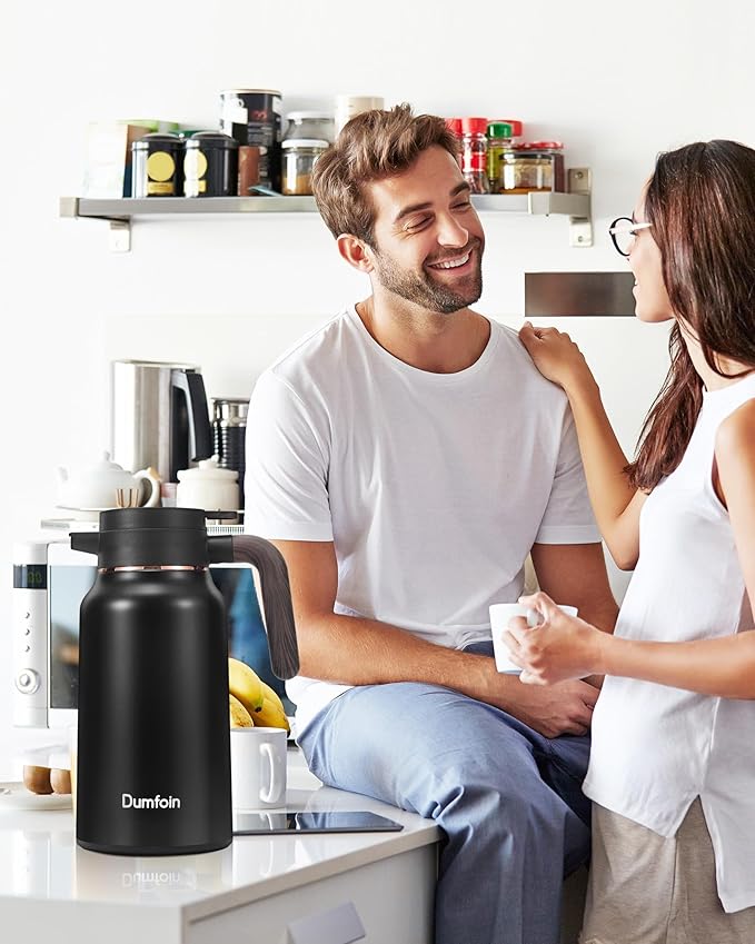 Carafes for Hot Liquids 70 oz - 12 Hour Stainless Steel Thermal Coffee Carafe-Insulated Coffee Carafes For Keeping Hot/Cold Coffee, Tea, Water, Drink Dispenser for Parties(2 Black)