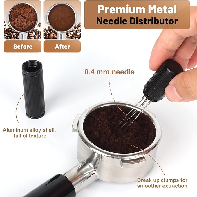 53mm Espresso Tools – Coffee Distributor and Tamper Leveler, WDT Tool, Magnetic Dosing Funnel and Puck Screen with Remover, Espresso Accessories Kit Fits 53mm Portafilters and Espresso Machines