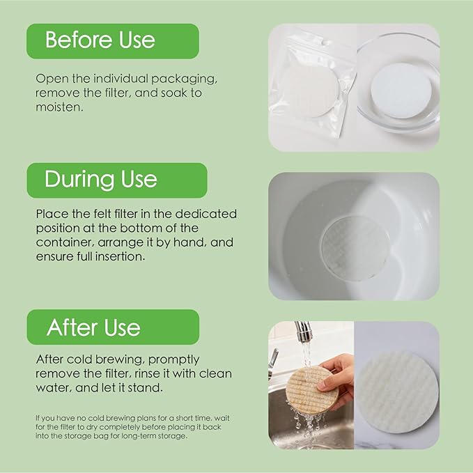 16 Pack Cold Brew Coffee Felt Filters for Toddy Cold Brew Coffee Maker - Replacement Cold Brew Filter Bags - Compatible with Toddy Cold Brew System