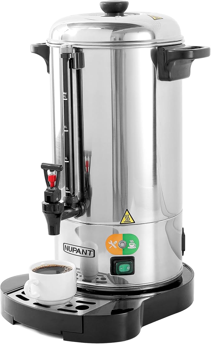 Commercial Coffee Urn 50 Cup/8L Coffee Dispenser with Upgraded Percolator, 304 Stainless Steel Hot Water Urn Beverage Dispenser with Keep Warm Mode, Large Coffee Maker for Catering Party