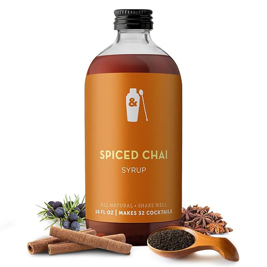 Shaker & Spoon Spiced Chai Cocktail Syrup, 16oz Coffee Syrup for Drinks, Coffee Syrups, Cocktail Mixers, Mocktails, Non Alcoholic Drinks
