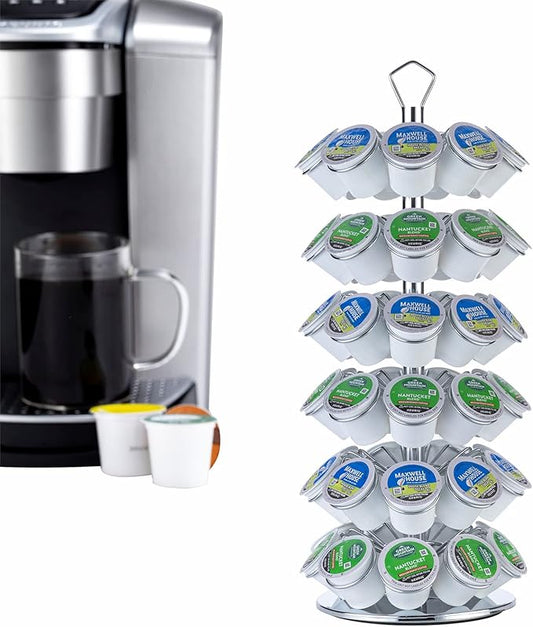 Rice rat K cup Holder Storage Coffee Capsules Pod Holder Carousel 6 Tier Compatible with 54 K-Cup Pods