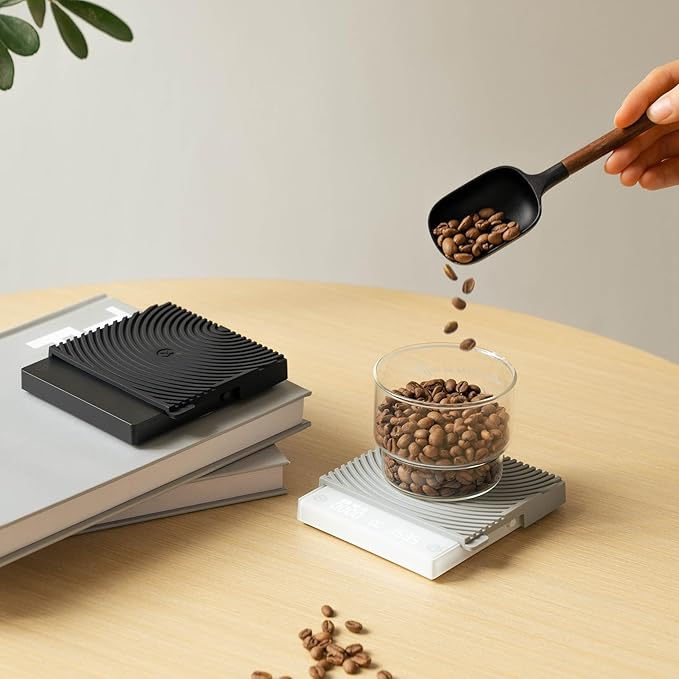 TIMEMORE Basic Mini Coffee Scale, Multifunction Electronic Espresso Scale, Weigh Digital Drip Cone Scale with Timer, Ultra Thin and LightMini Digital Food Kitchen Scale for Baking, Cooking - White