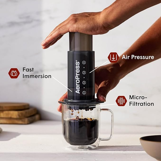 AeroPress Original Coffee Press - All-in-One French Press, Pour-Over & Espresso Style Manual Brewer, 2 Min Brew for Less Bitterness, More Flavor, Small Portable Coffee Maker, Travel & Camping