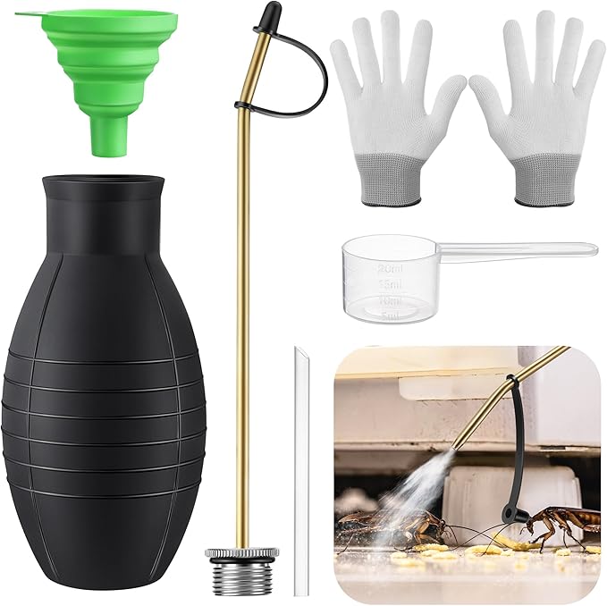 14OZ Diatomaceous Earth Powder Duster, Bulb Sprayer Insect Duster, Garden Powder Applicator Dispenser with Long Metal Tube for Home Organic Gardening Agricultural Supply