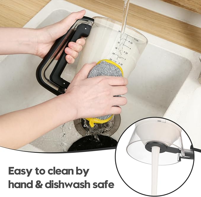 Pancake Batter Dispenser 5 Cup with Sturdy Handle,Batter Separator for Pancakes, Cupcake, Waffle, Muffin Mix, Cake & Crepe Batter pitcher with Squeeze Handle Baking Tools-Black