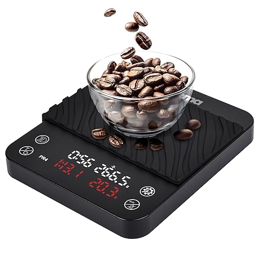 TRILEMA Espresso Scale - Rechargeable Coffee Scale with Timer, 0.1g Precision, Small Scale for Pour-Over & Espresso, Essential Espresso Accessories for Baristas & Home Brewing