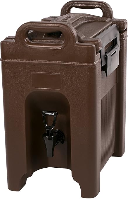 Carlisle FoodService Products Cateraide Insulated Beverage Dispenser with Handles for Catering, Kitchen, and Restaurants, Plastic, 2.5 Gallons, Brown