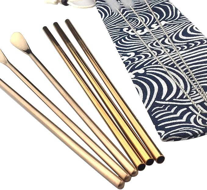 JASHII Matte Long Handle Spoon Cocktail Mixing Stirring Spoons Iced Tea Coffee Spoons with 8.6 inch Long Handle Brushed SUS304 Stainless Steel, 6-Piece