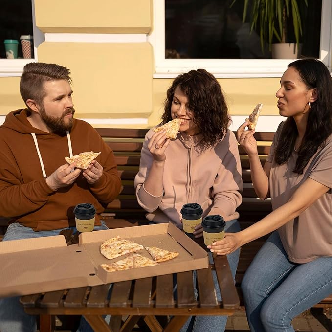 LITOPAK 500 Pack 12 oz Disposable Coffee Cup with Lids, Sleeves, and Stirring Sticks, Black To Go Paper Coffee Cups for Home, Travel, Office, Party