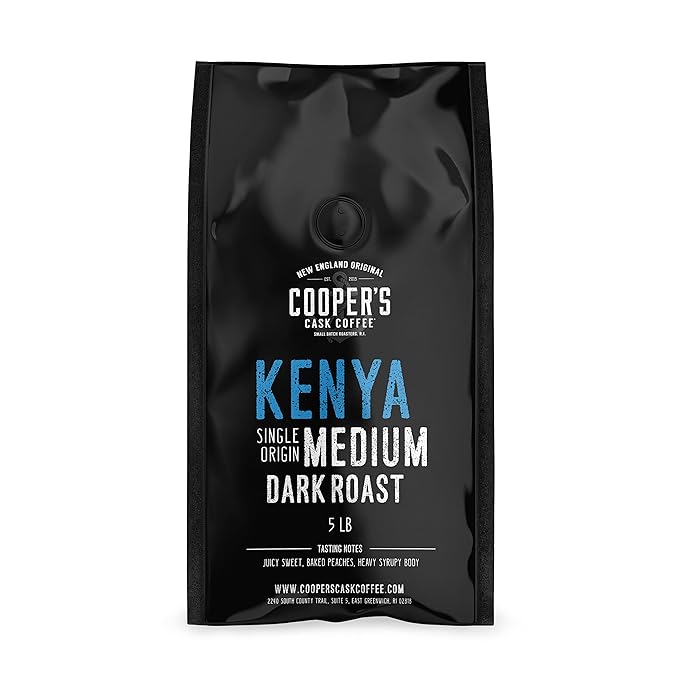 Kenya AA Medium-Dark Roast Coffee Beans, Single Origin Ground Coffee, Gourmet Coffee - 5lb Bag