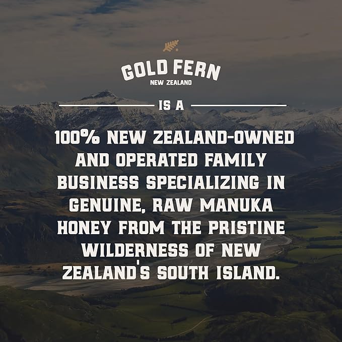 Gold Fern Honey - Raw New Zealand Manuka Honey | 1.1lb MGO 100+ | Pure, Natural, Unpasteurized, and Unfiltered Superfood Honey, Traceable from Hive to Hand.