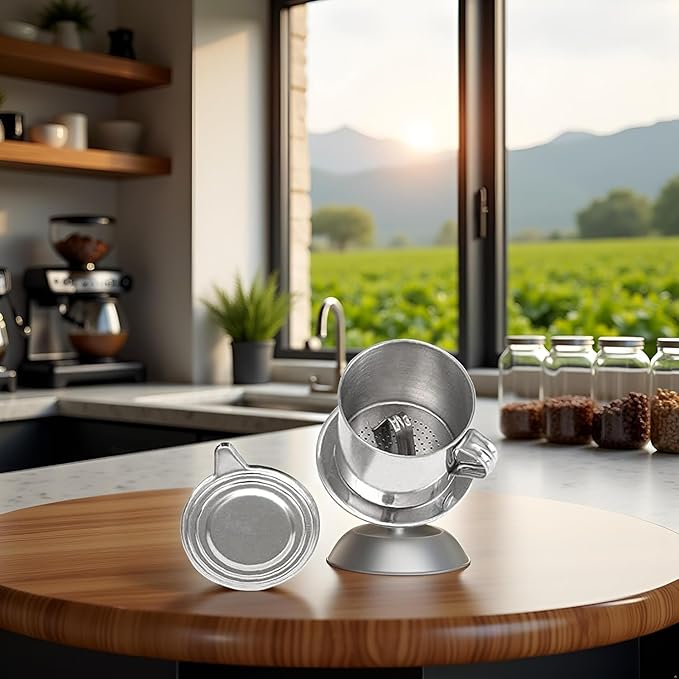 2Set Vietnamese Coffee Filter Stainless Steel Coffee Pot Drip Infuse Cup Brewing Teapot No Need Paper Drip Coffee Pot Machine Filter Attractive Processing, Reusable Coffee Filters