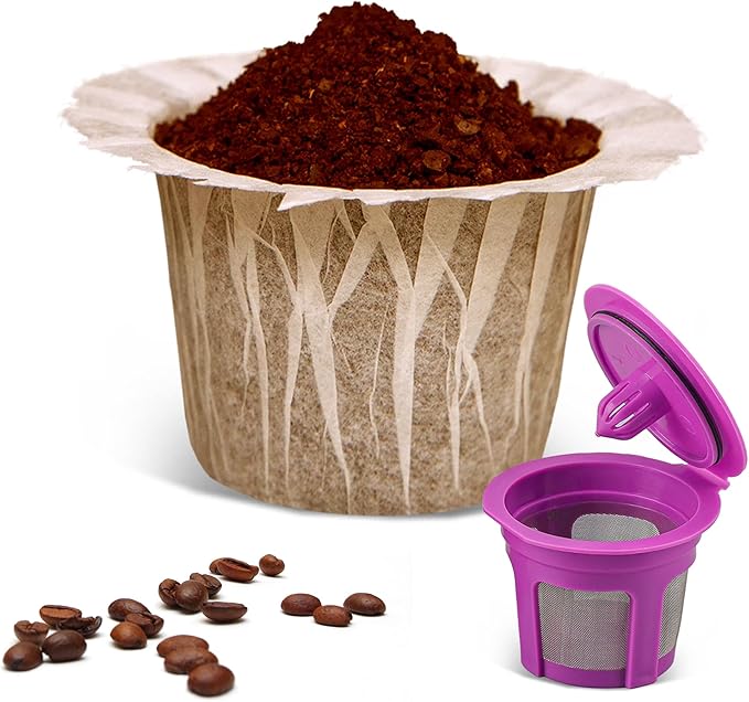 100 Count Natural Paper Filters Compatible with Keurig Single Serve 1.0 and 2.0, Fits All Brands Reusable K Cup Coffee Pods