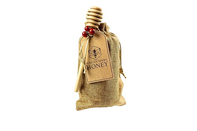 100% Authentic, USA - Made Raw Unfiltered Gourmet Honey Gift Set with Dipper by Pure Southern Honey [ 1 lb] - Unheated - Non - GMO, No Additives, All - Natural Sweetener- Environmental-Friendly Glass Jar