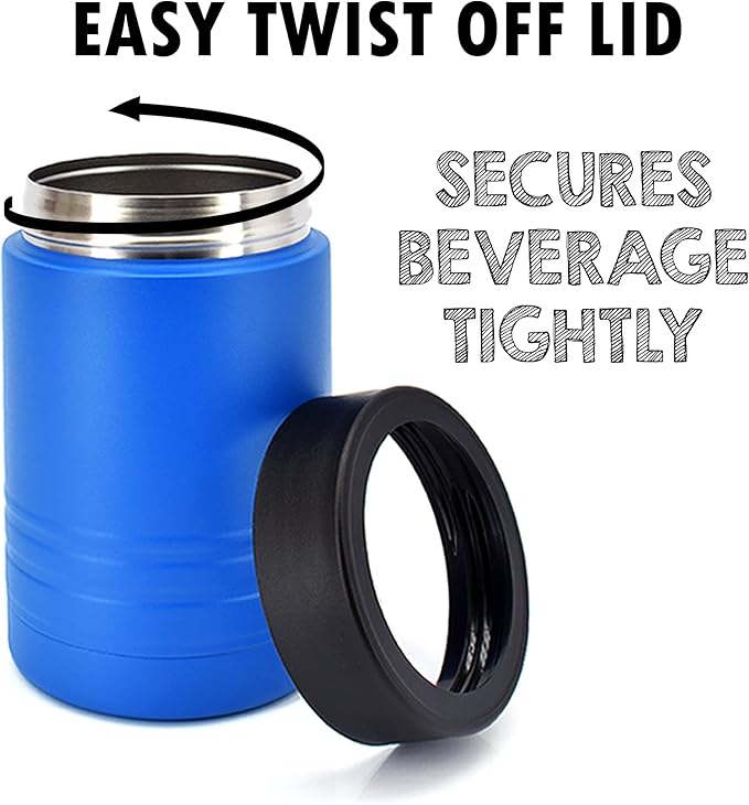 Clear Water Home Goods - 12 oz Stainless Steel Double Wall Vacuum Insulated Can or Bottle Beverage Cooler - Powder Coated Royal Blue - 6 Pack