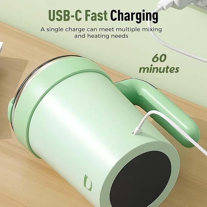 Self Stirring Coffee Mug Equipped with Temperature Display,2026 Upgrade Self Stirring,Heated Coffee Mug Rechargeable,Suitable various scenarios such daily adjustment,office,mug with lid (Green)