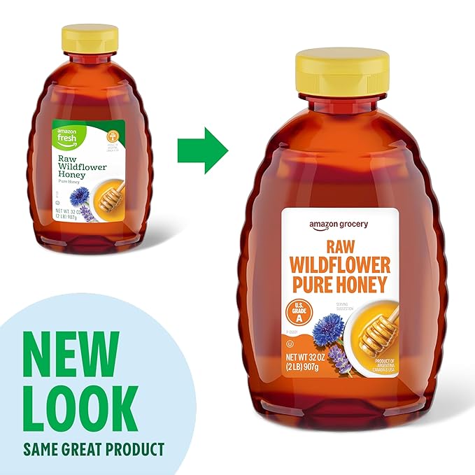 Amazon Grocery, Pure Raw Wildflower Honey, 2 Lb (Previously Amazon Fresh, Packaging May Vary)