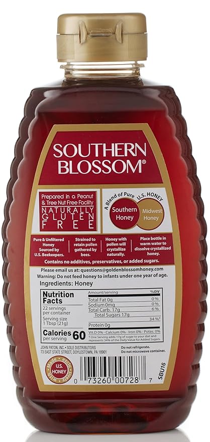 Southern Blossom Pure & Unfiltered Premium Pure U.S. Honey, 32 oz